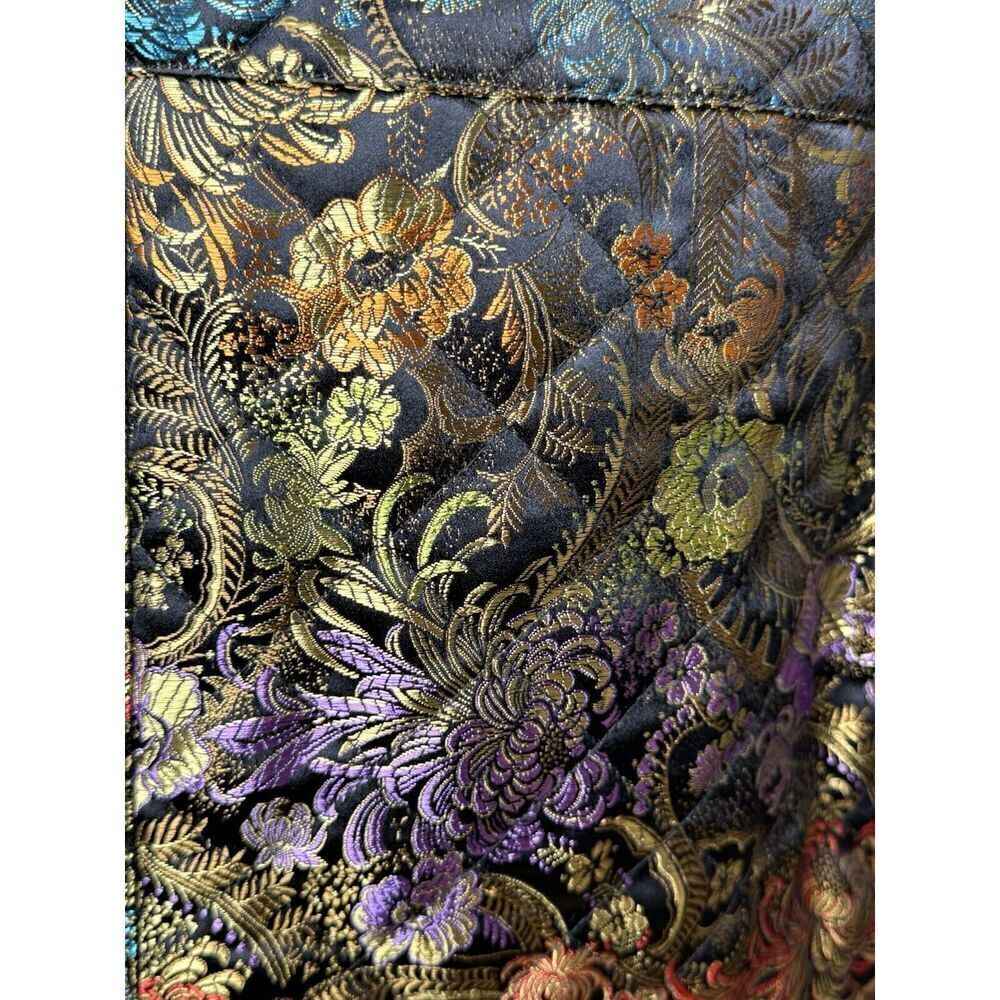 Chico's Design Floral Tapestry Style Art To Wear Jacket Detachable Collar Sz 3 - Picture 6 of 10
